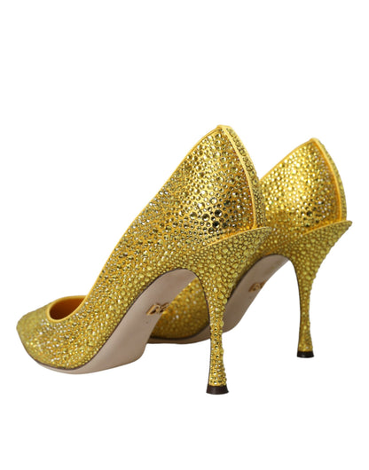 Dolce & Gabbana Yellow Strass Crystal Heels Pumps Shoes Dolce & Gabbana