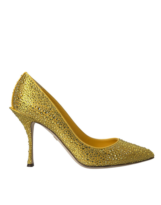 Dolce & Gabbana Yellow Strass Crystal Heels Pumps Shoes Dolce & Gabbana