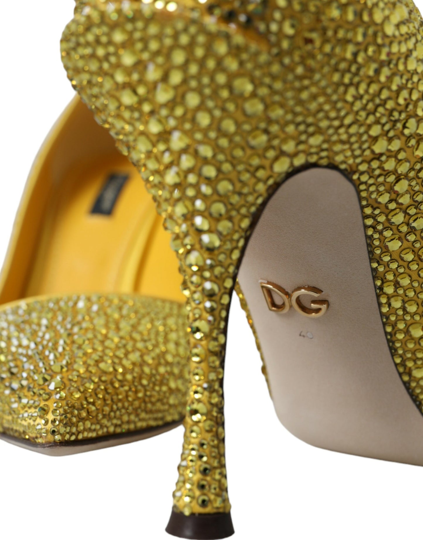 Dolce & Gabbana Yellow Strass Crystal Heels Pumps Shoes Dolce & Gabbana