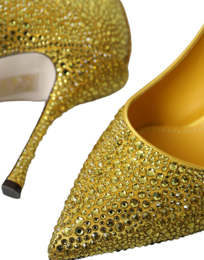 Dolce & Gabbana Yellow Strass Crystal Heels Pumps Shoes Dolce & Gabbana