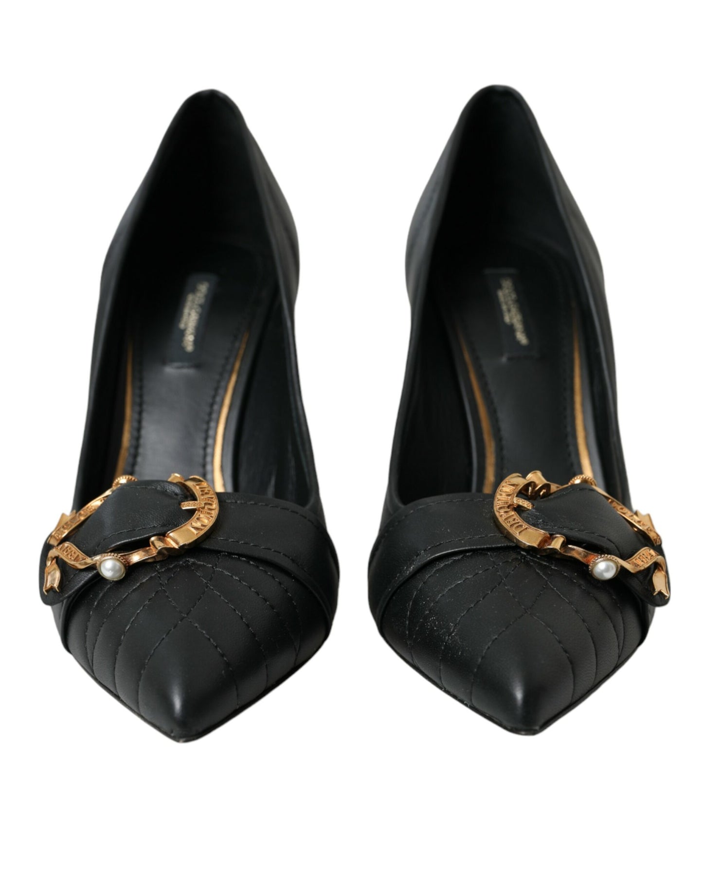 Dolce & Gabbana Black Devotion Leather Heels Pumps Shoes Dolce & Gabbana