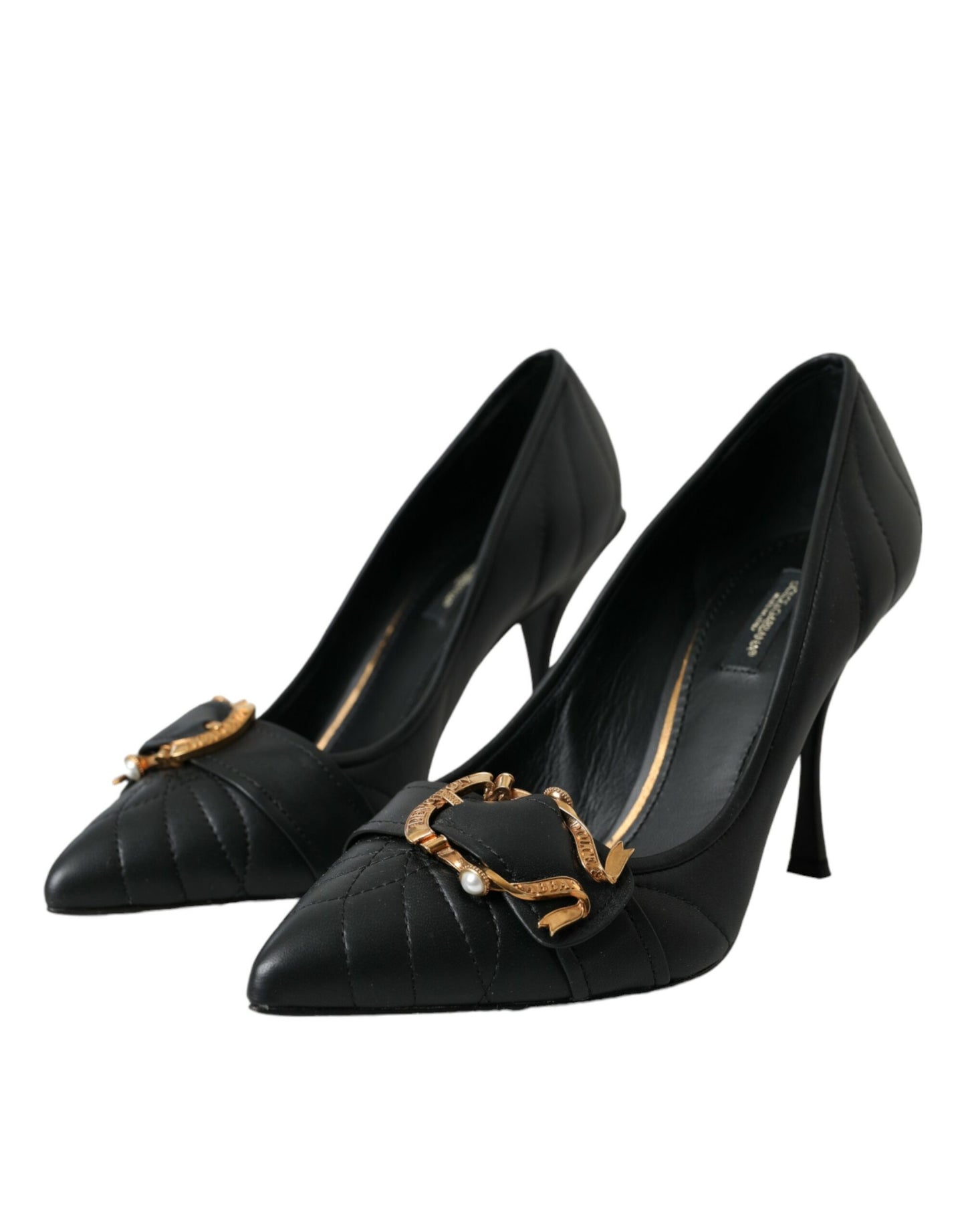 Dolce & Gabbana Black Devotion Leather Heels Pumps Shoes Dolce & Gabbana