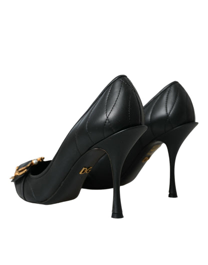 Dolce & Gabbana Black Devotion Leather Heels Pumps Shoes Dolce & Gabbana