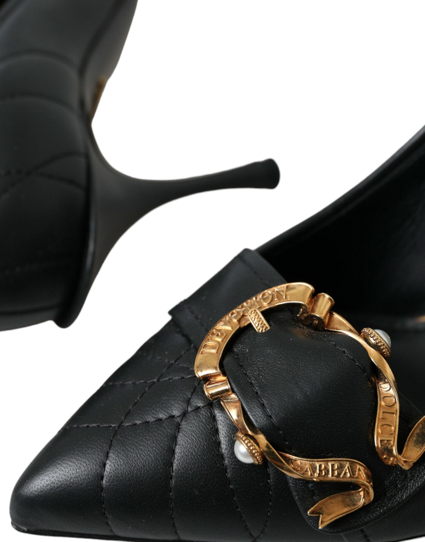 Dolce & Gabbana Black Devotion Leather Heels Pumps Shoes Dolce & Gabbana