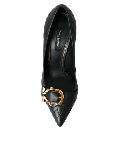 Dolce & Gabbana Black Devotion Leather Heels Pumps Shoes Dolce & Gabbana