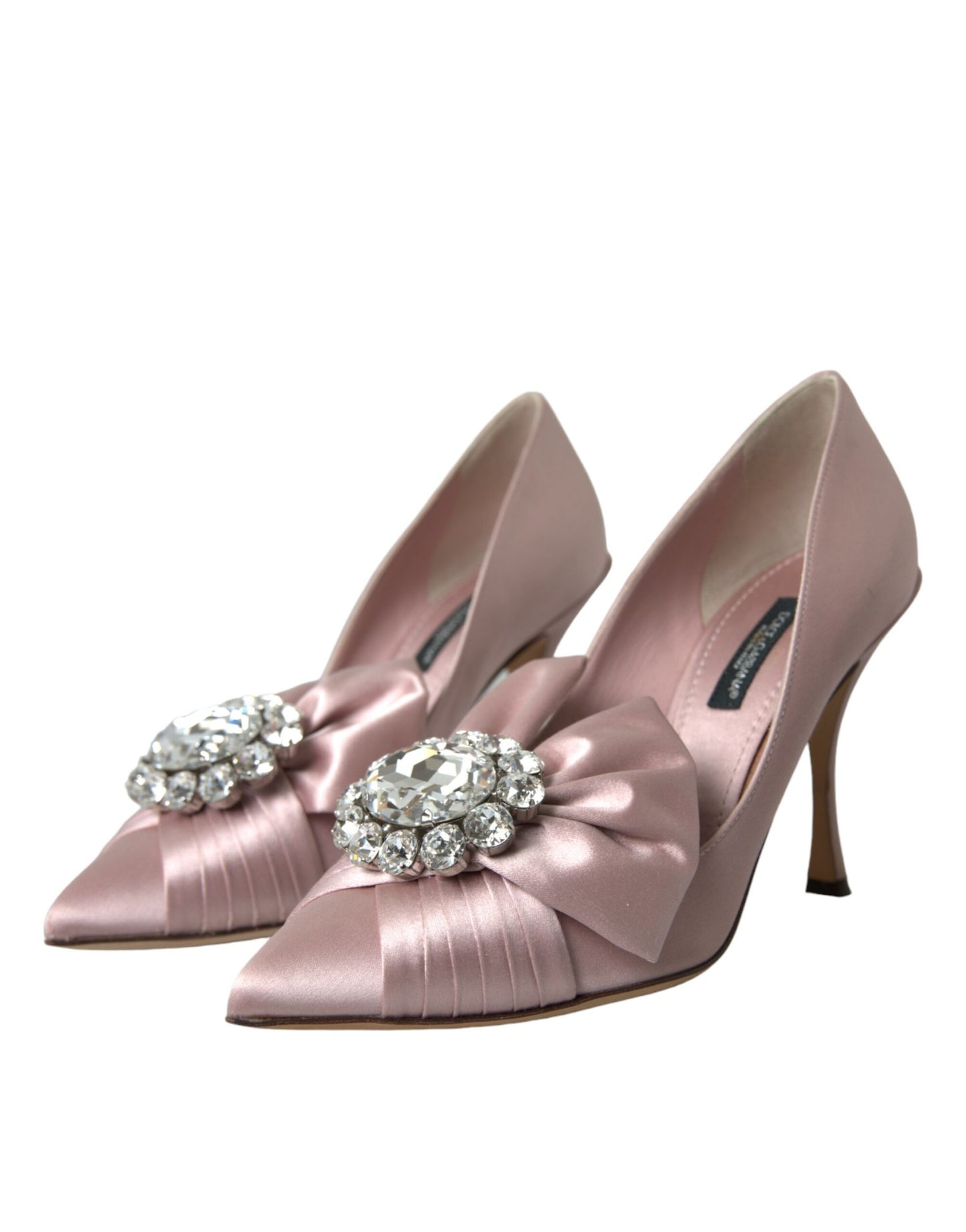 Dolce & Gabbana Pink Satin Crystal High Heels Pumps Shoes Dolce & Gabbana