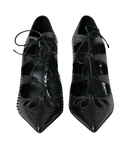 Dolce & Gabbana Black Python Leather Mary Jane Pumps Shoes Dolce & Gabbana