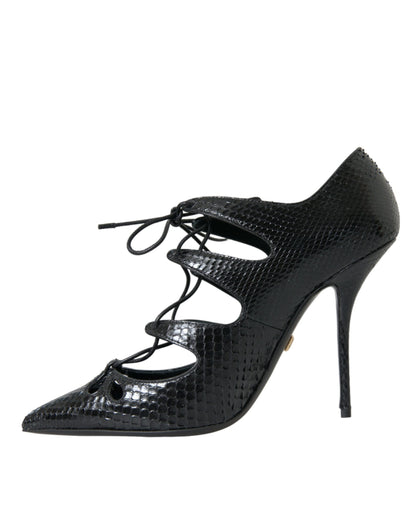 Dolce & Gabbana Black Python Leather Mary Jane Pumps Shoes Dolce & Gabbana