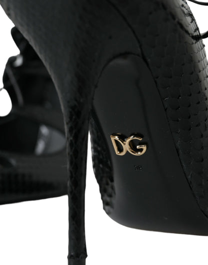 Dolce & Gabbana Black Python Leather Mary Jane Pumps Shoes Dolce & Gabbana