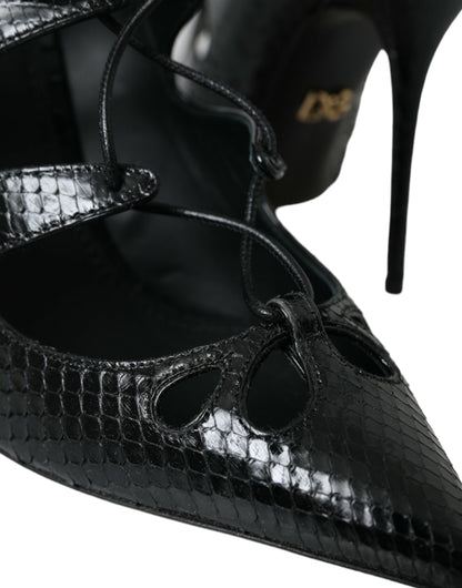 Dolce & Gabbana Black Python Leather Mary Jane Pumps Shoes Dolce & Gabbana