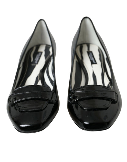 Dolce & Gabbana Black Patent Leather Block Heels Pumps Shoes Dolce & Gabbana