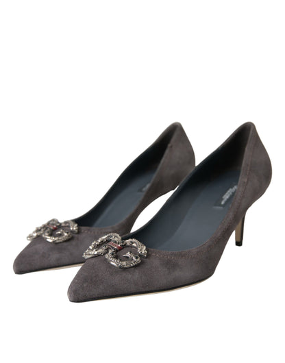 Dolce & Gabbana Gray Amore Suede Bellucci Heels Pumps Shoes Dolce & Gabbana