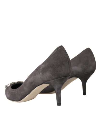 Dolce & Gabbana Gray Amore Suede Bellucci Heels Pumps Shoes Dolce & Gabbana