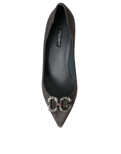 Dolce & Gabbana Gray Amore Suede Bellucci Heels Pumps Shoes Dolce & Gabbana