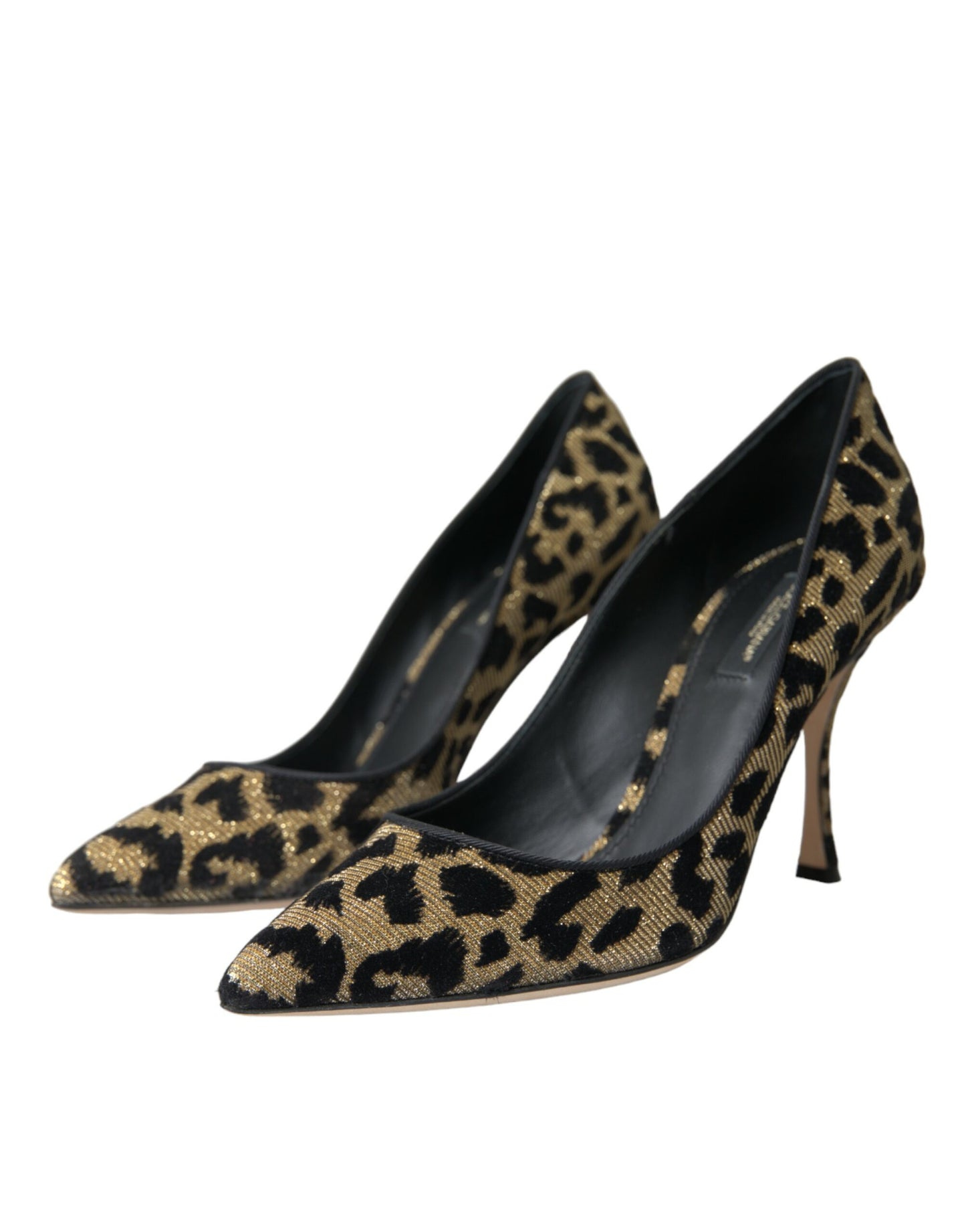 Dolce & Gabbana Black Gold Leopard Lurex Heels Pumps Shoes Dolce & Gabbana