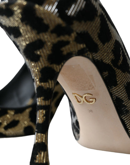 Dolce & Gabbana Black Gold Leopard Lurex Heels Pumps Shoes Dolce & Gabbana