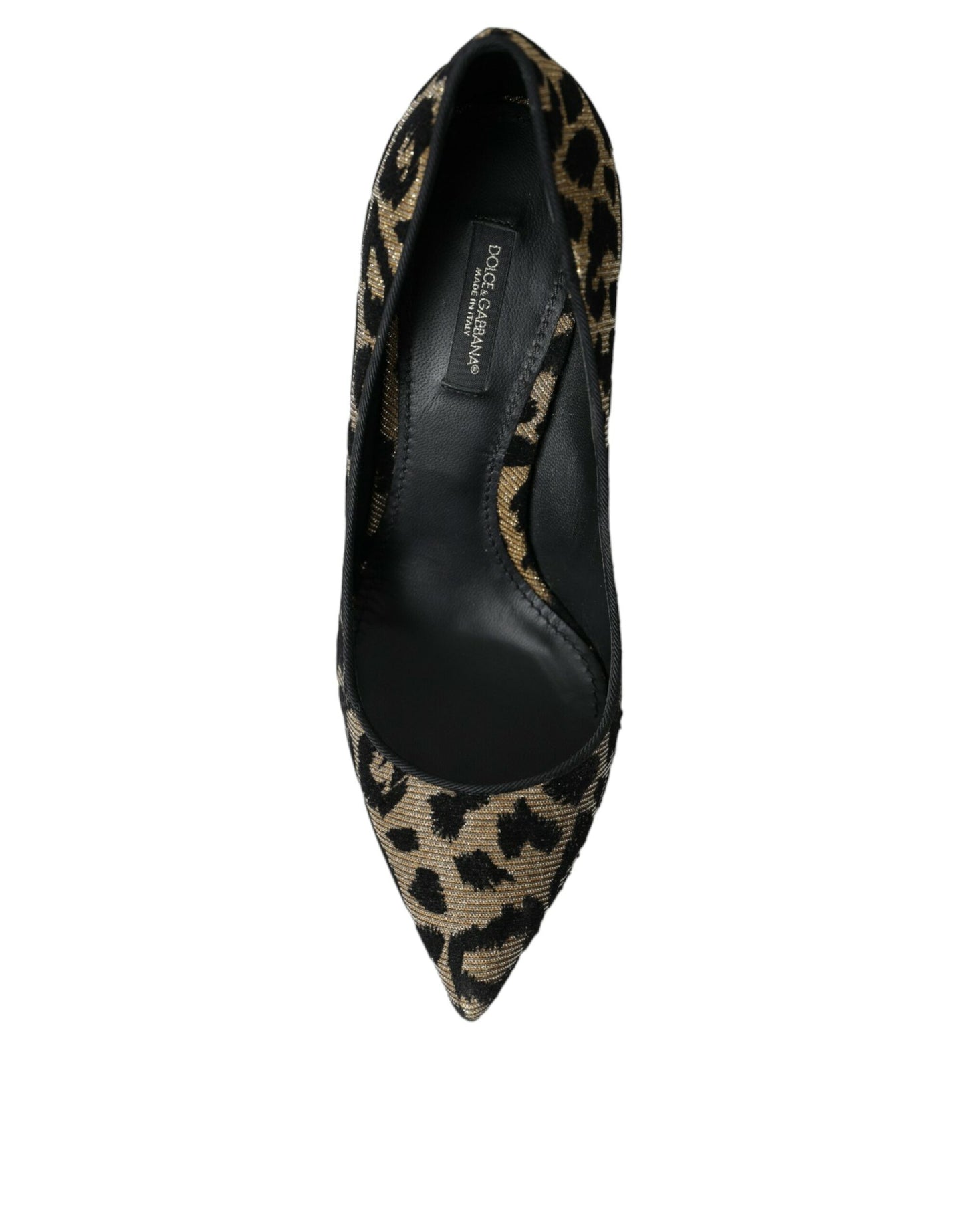 Dolce & Gabbana Black Gold Leopard Lurex Heels Pumps Shoes Dolce & Gabbana