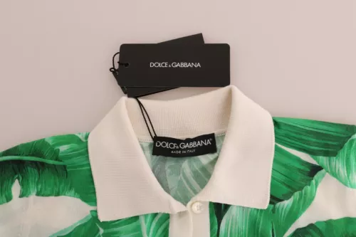 Dolce & Gabbana Green Banana Print Silk Polo T-shirt Dolce & Gabbana