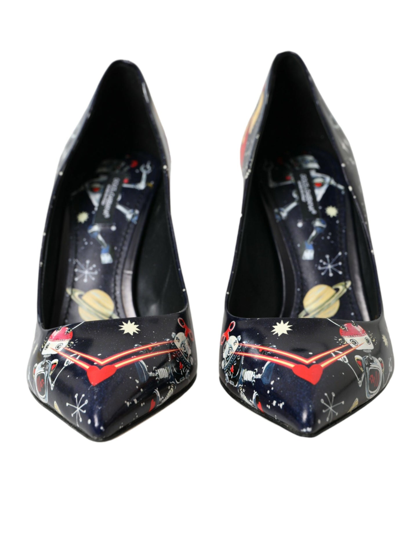 Dolce & Gabbana Blue Space Robot Leather Heels Pumps Shoes Dolce & Gabbana