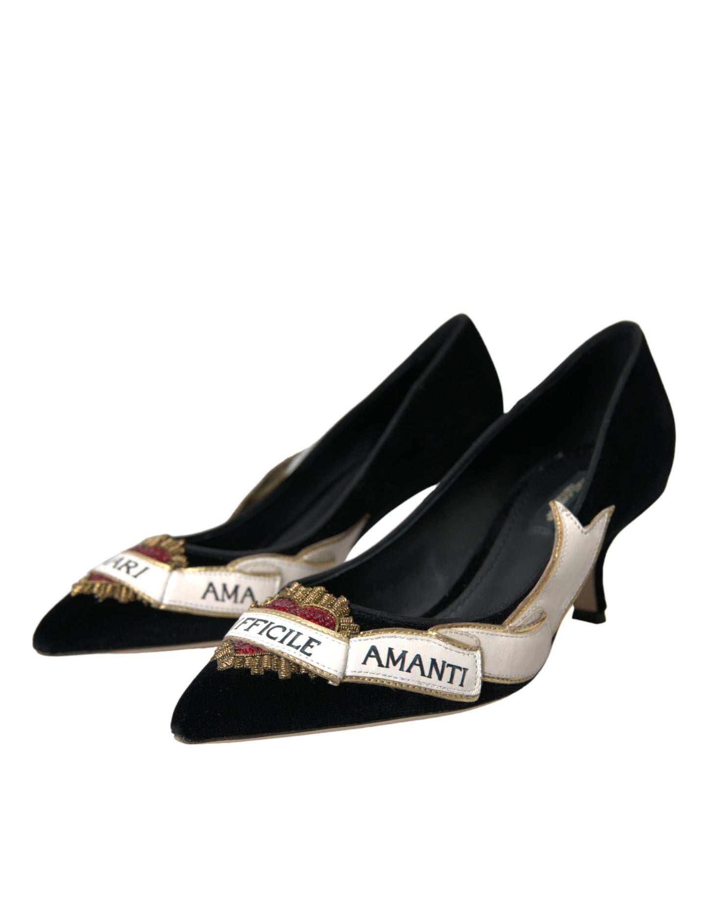 Dolce & Gabbana Black Suede Leather Amari Heels Pumps Shoes Dolce & Gabbana