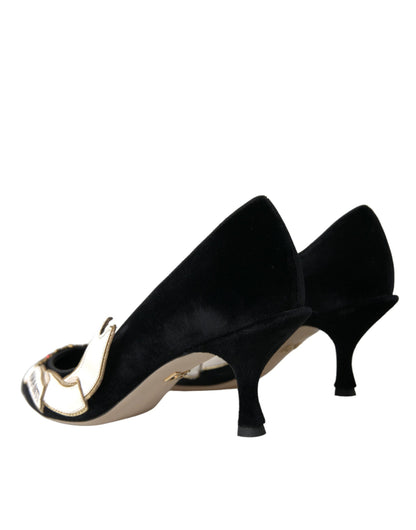 Dolce & Gabbana Black Suede Leather Amari Heels Pumps Shoes Dolce & Gabbana