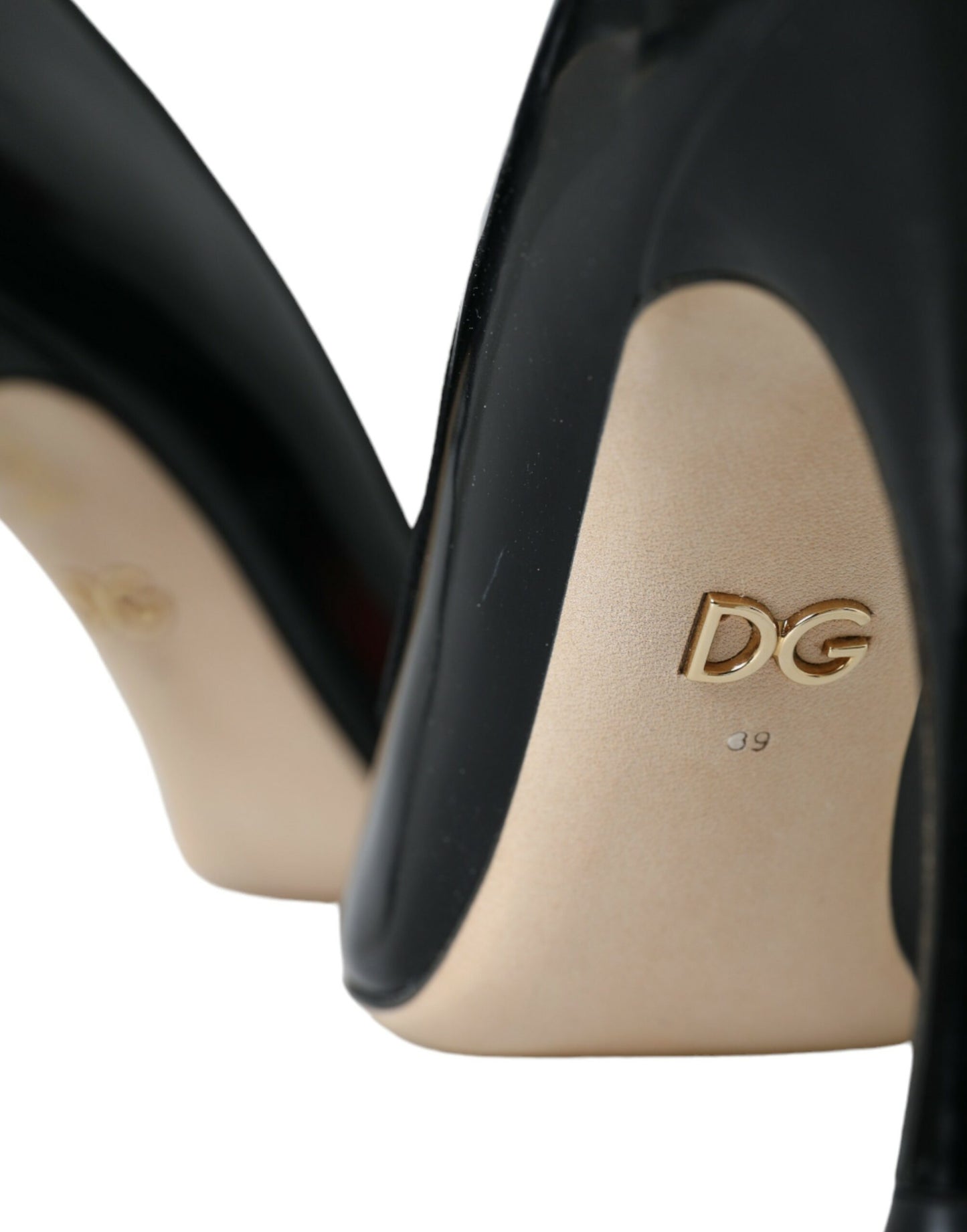 Dolce & Gabbana Black Leather WOW Patch Heels Pumps Shoes Dolce & Gabbana