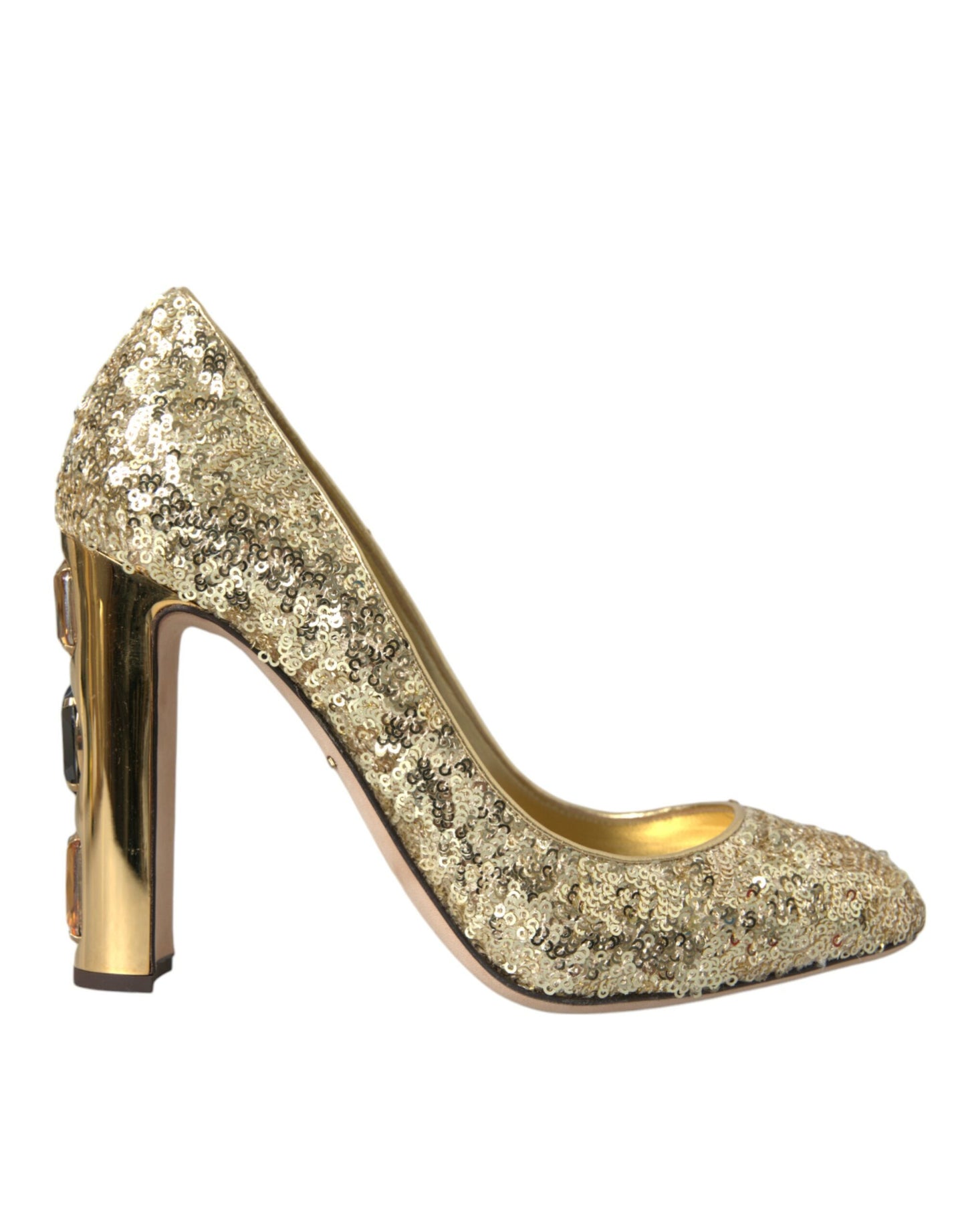 Dolce & Gabbana Gold Sequin Crystal Heels Pumps Shoes Dolce & Gabbana