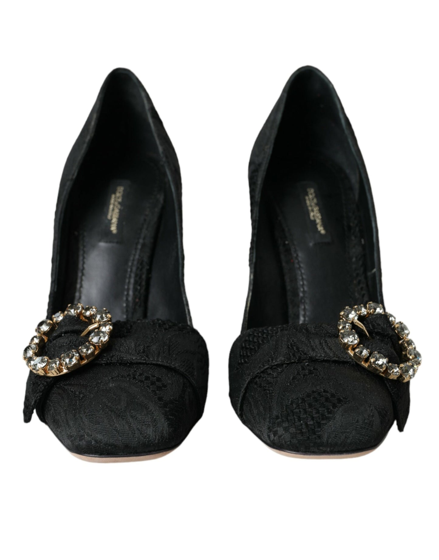 Dolce & Gabbana Black Brocade Crystals Heels Pumps Shoes Dolce & Gabbana