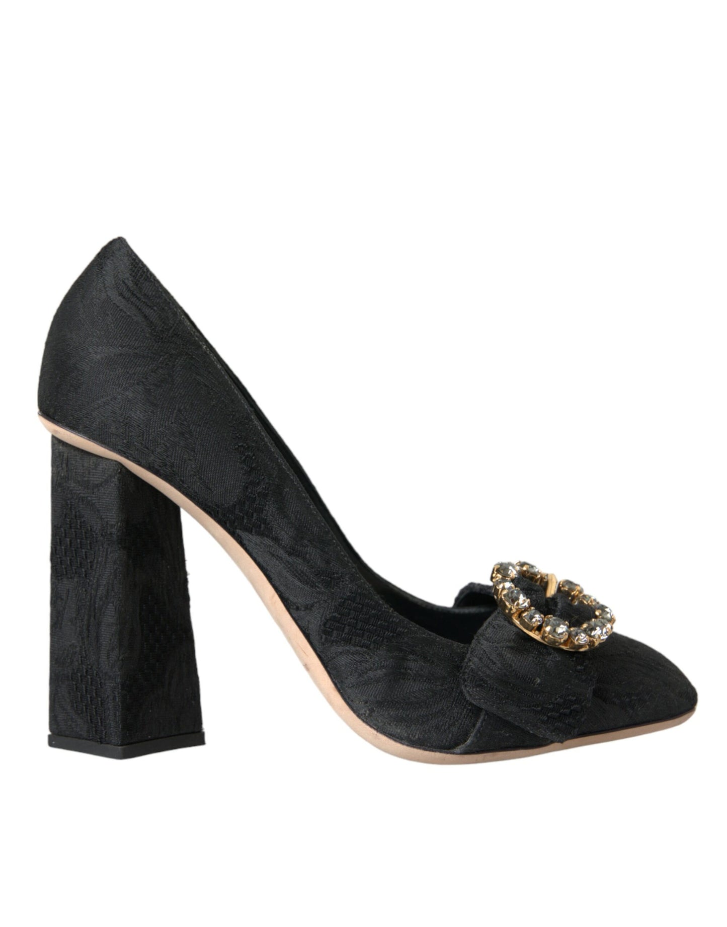 Dolce & Gabbana Black Brocade Crystals Heels Pumps Shoes Dolce & Gabbana