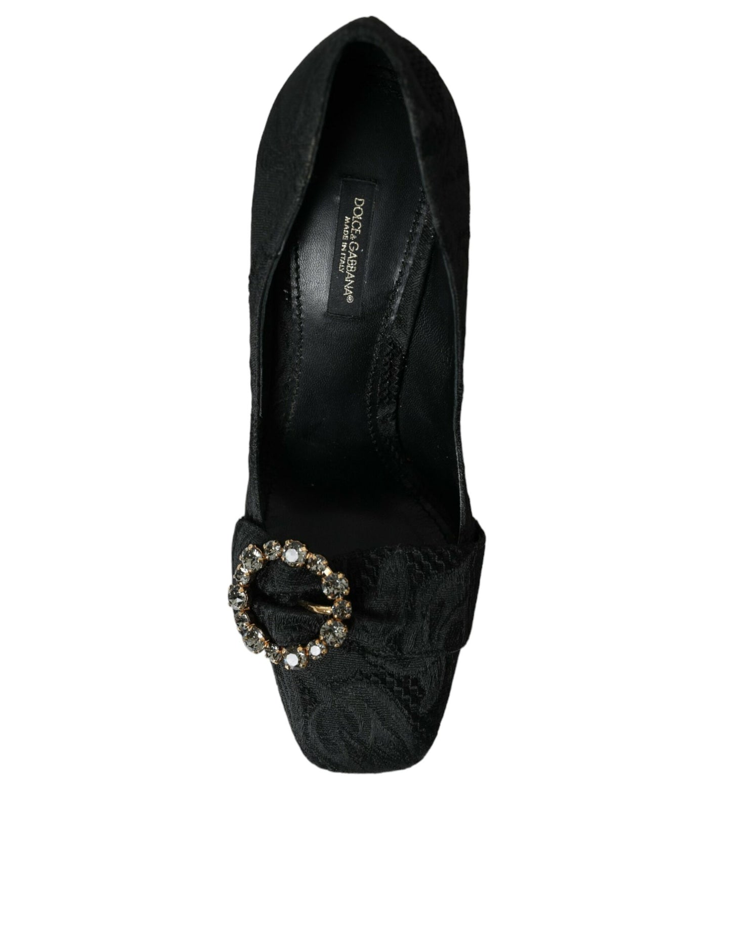 Dolce & Gabbana Black Brocade Crystals Heels Pumps Shoes Dolce & Gabbana