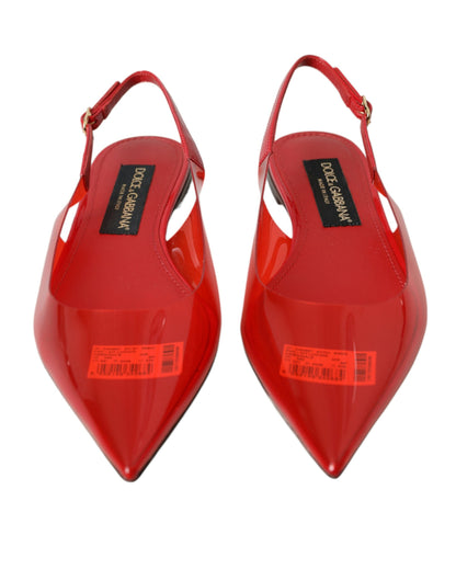 Dolce & Gabbana Red PVC Slingback Clear Flats Sandals Shoes Dolce & Gabbana