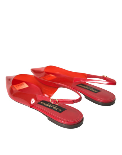 Dolce & Gabbana Red PVC Slingback Clear Flats Sandals Shoes Dolce & Gabbana