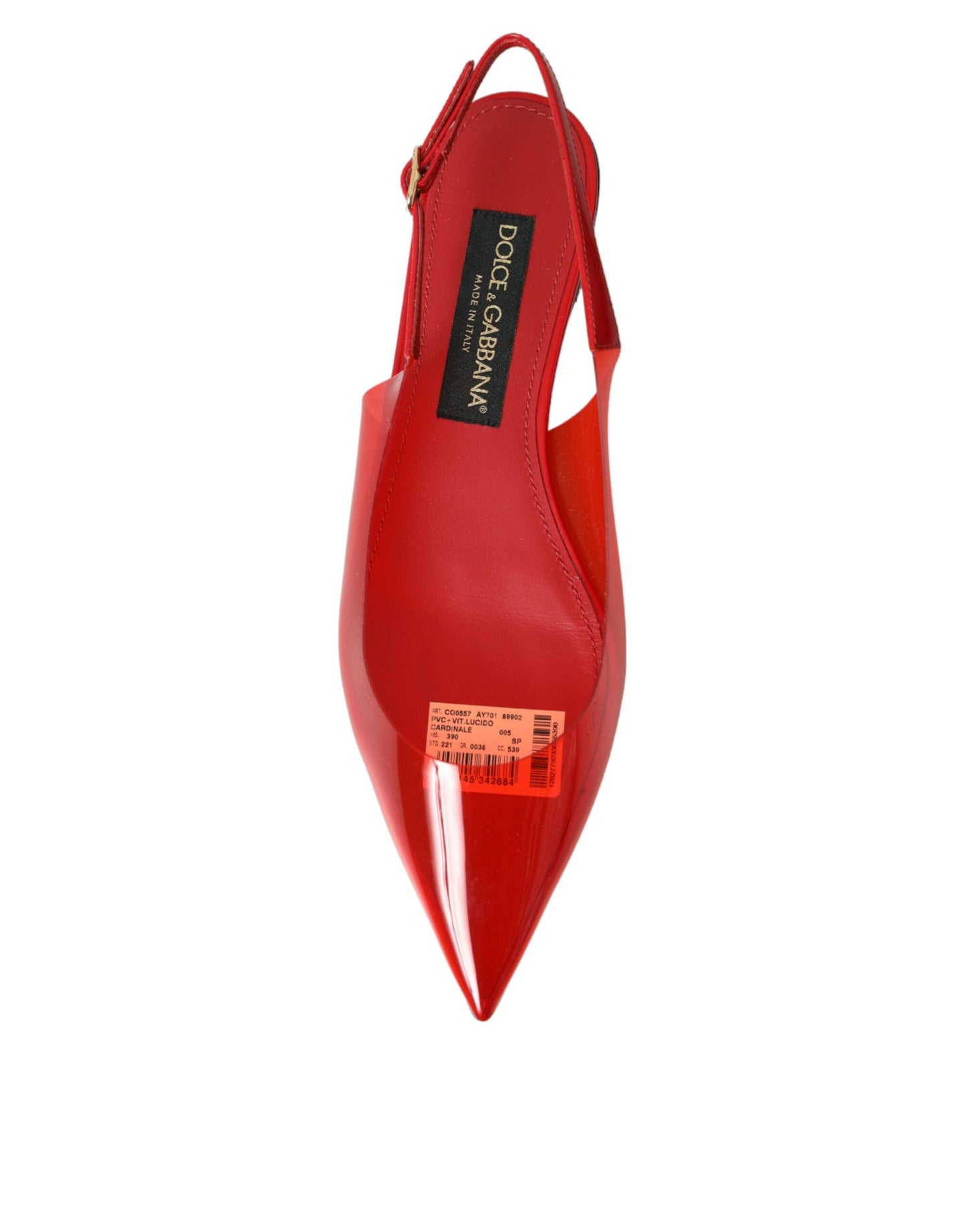 Dolce & Gabbana Red PVC Slingback Clear Flats Sandals Shoes Dolce & Gabbana