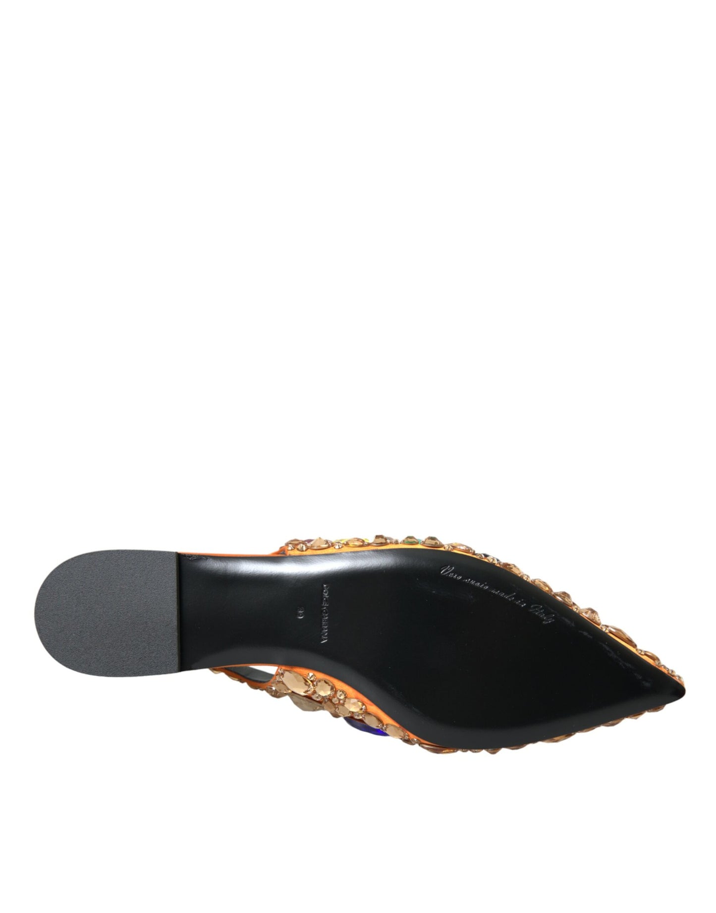 Dolce & Gabbana Orange Satin Crystals Flats Sandals Shoes Dolce & Gabbana