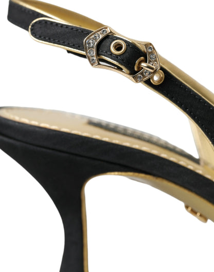 Dolce & Gabbana Black Leather Faux Pearls Slingbacks Shoes Dolce & Gabbana