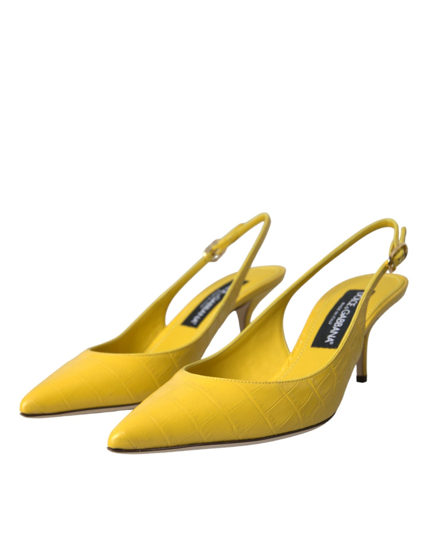 Dolce & Gabbana Yellow Leather Slingbacks Heels Shoes Dolce & Gabbana