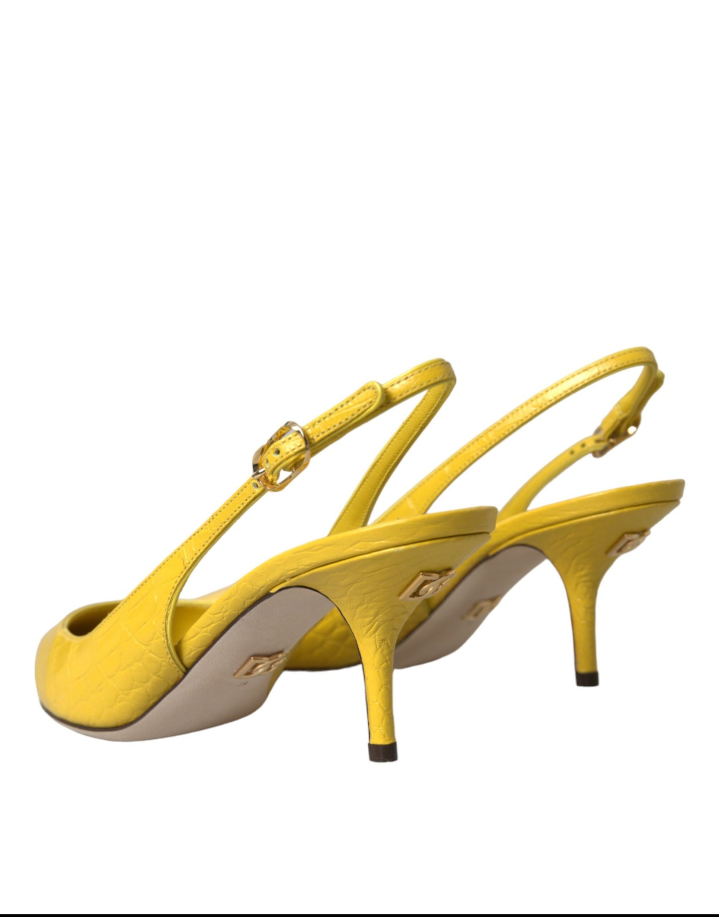 Dolce & Gabbana Yellow Leather Slingbacks Heels Shoes Dolce & Gabbana