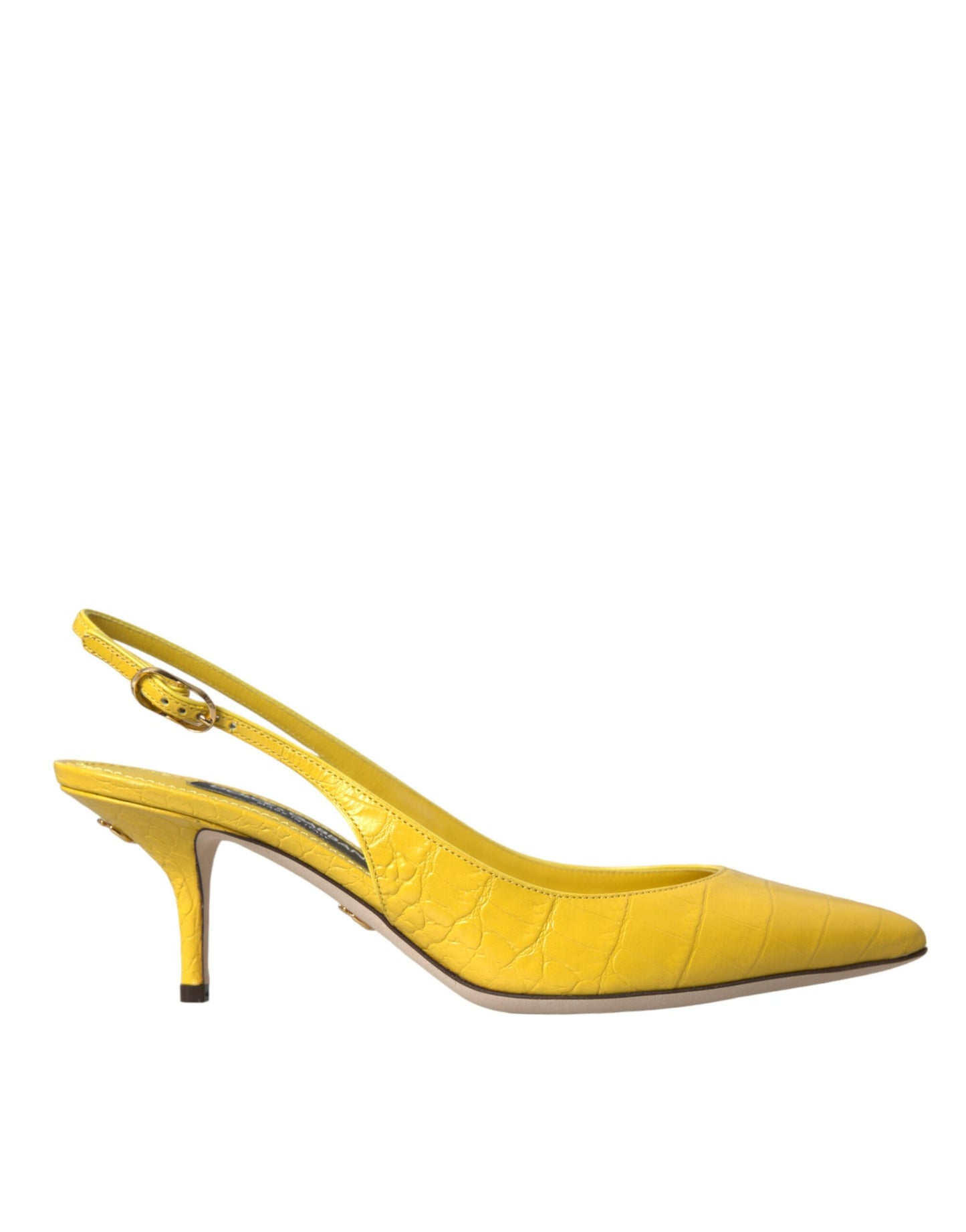 Dolce & Gabbana Yellow Leather Slingbacks Heels Shoes Dolce & Gabbana