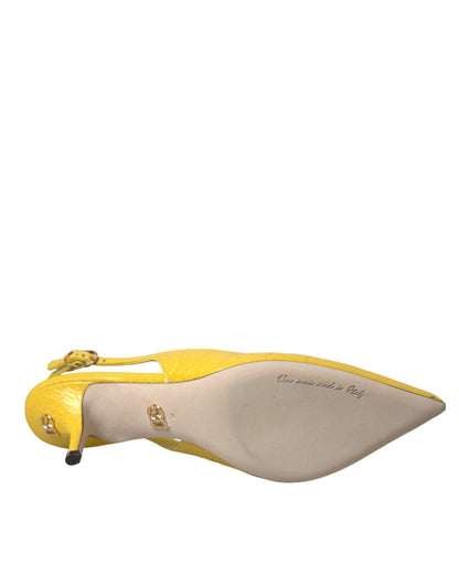 Dolce & Gabbana Yellow Leather Slingbacks Heels Shoes Dolce & Gabbana