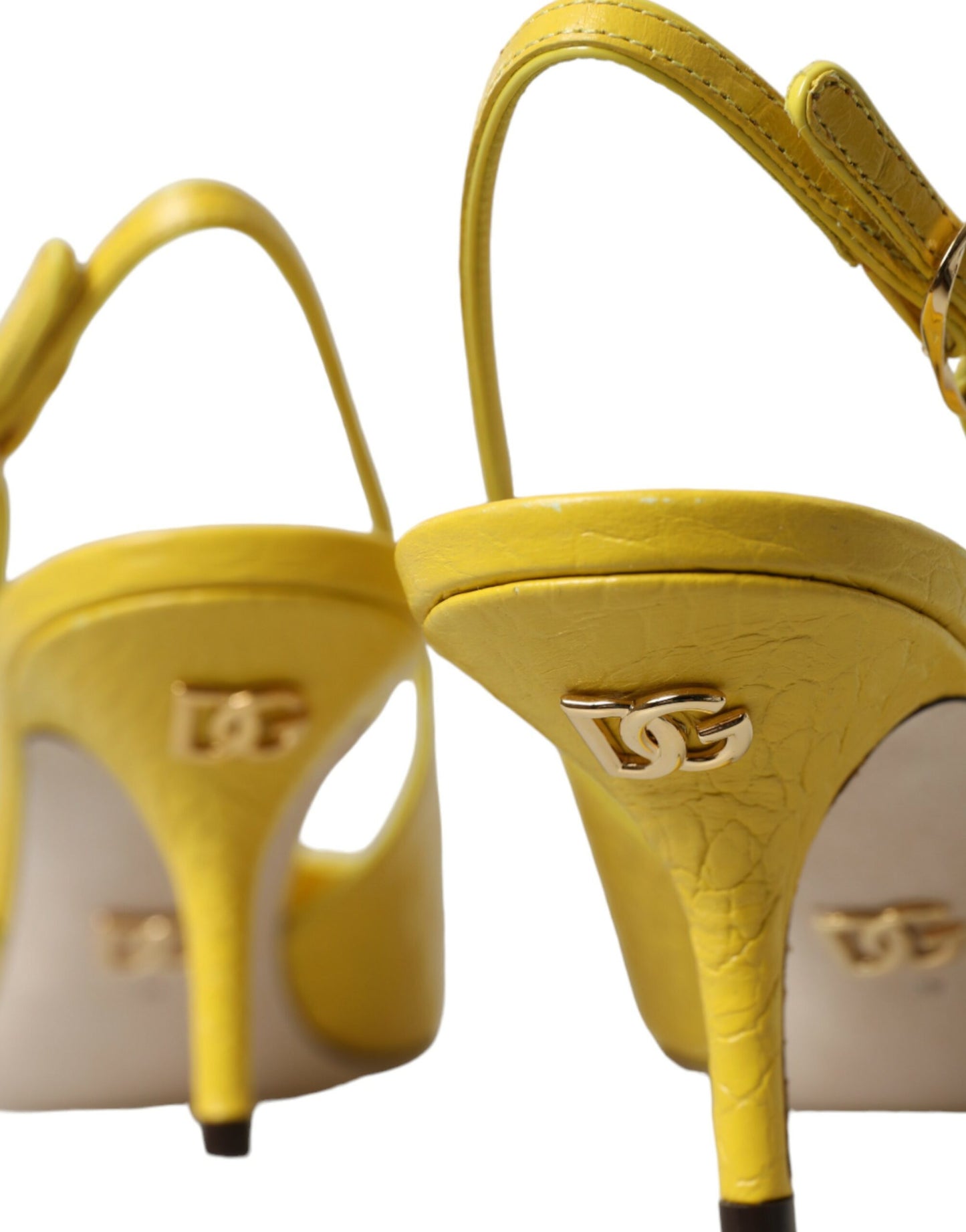 Dolce & Gabbana Yellow Leather Slingbacks Heels Shoes Dolce & Gabbana