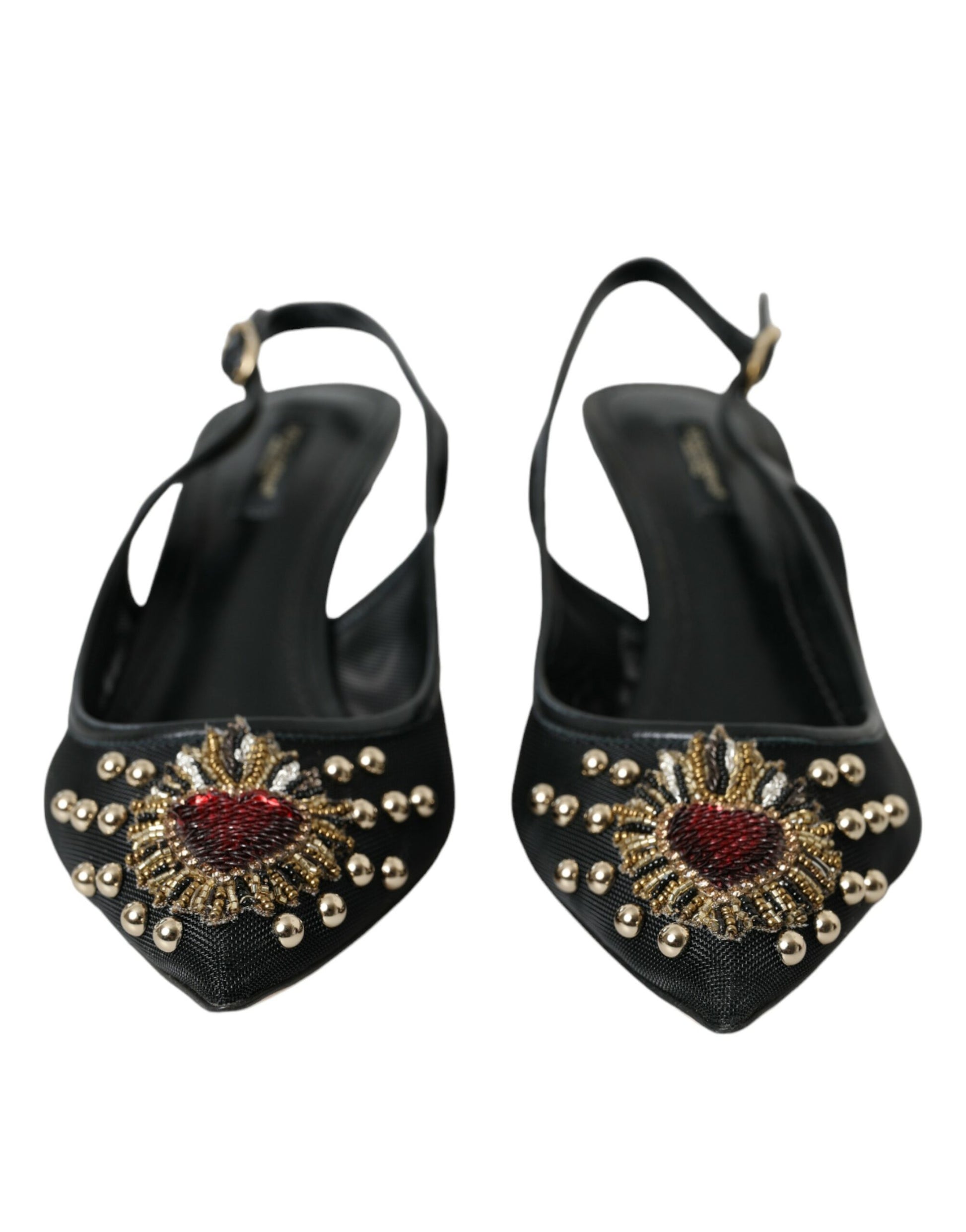 Dolce &amp; Gabbana কালো জাল অলঙ্কৃত হিল Slingbacks জুতা