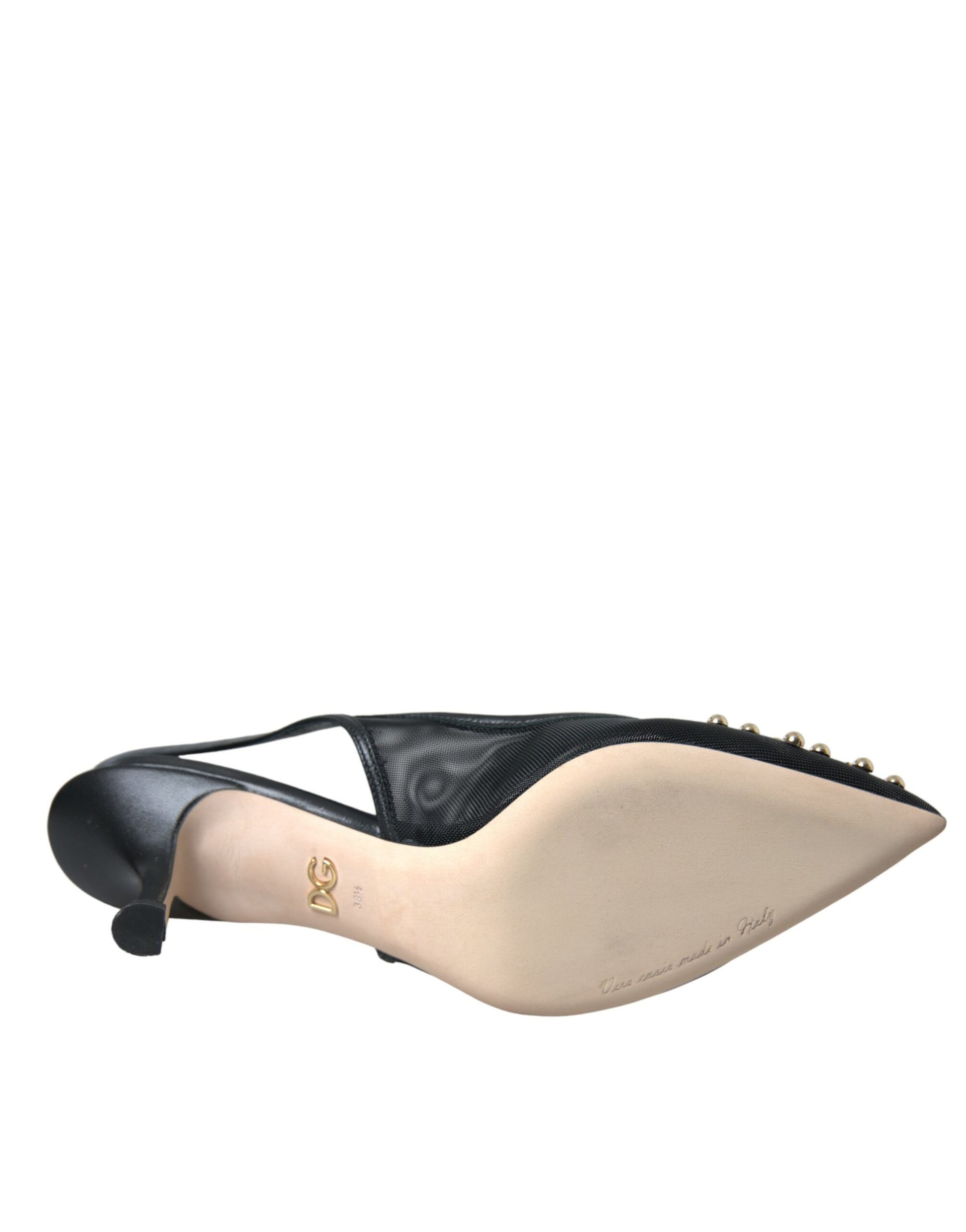 Dolce &amp; Gabbana কালো জাল অলঙ্কৃত হিল Slingbacks জুতা