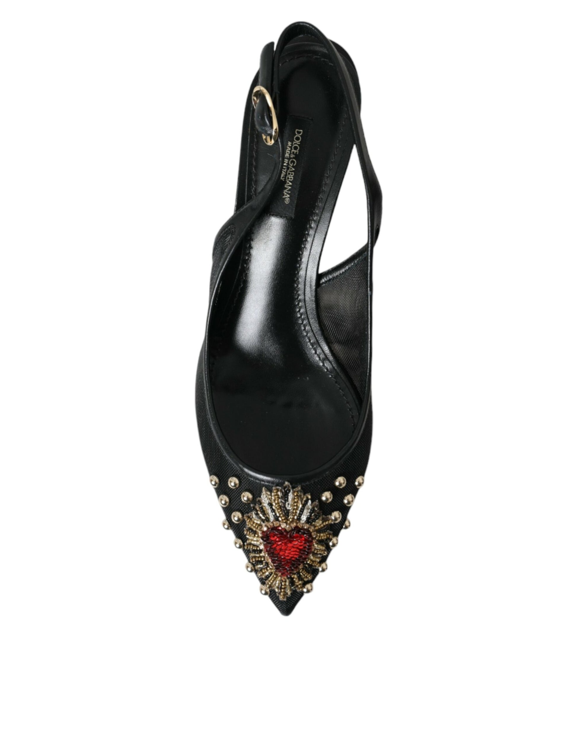 Dolce &amp; Gabbana কালো জাল অলঙ্কৃত হিল Slingbacks জুতা