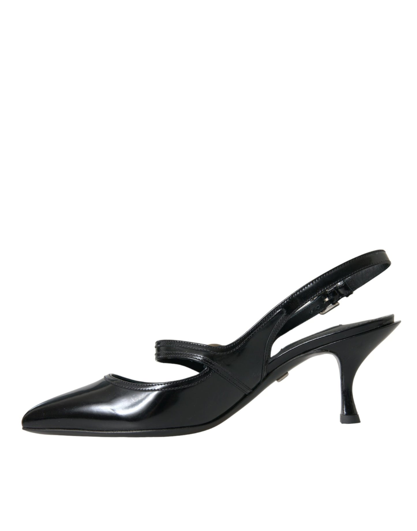 Dolce & Gabbana Black Leather Embellished Slingbacks Shoes Dolce & Gabbana