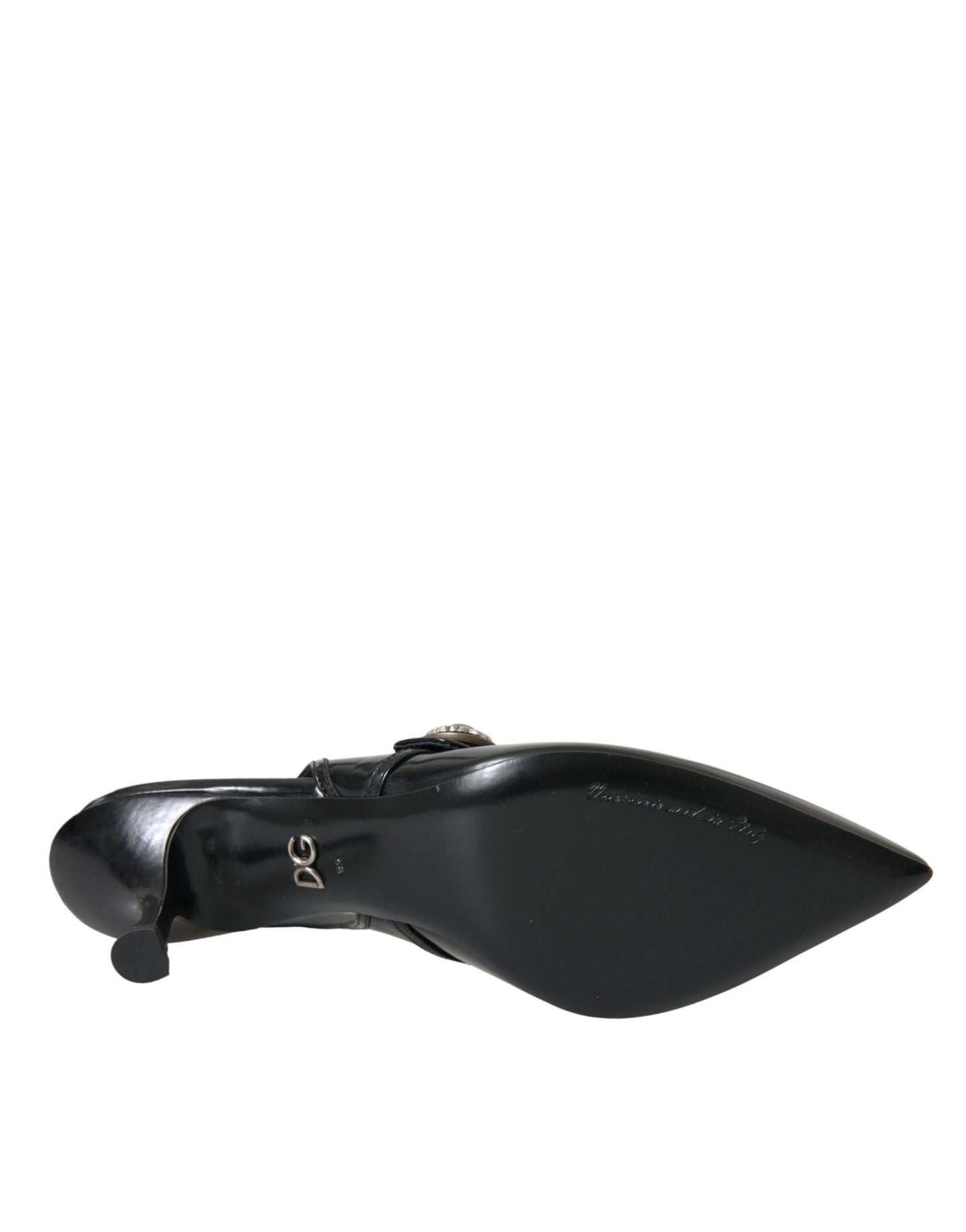 Dolce & Gabbana Black Leather Embellished Slingbacks Shoes Dolce & Gabbana