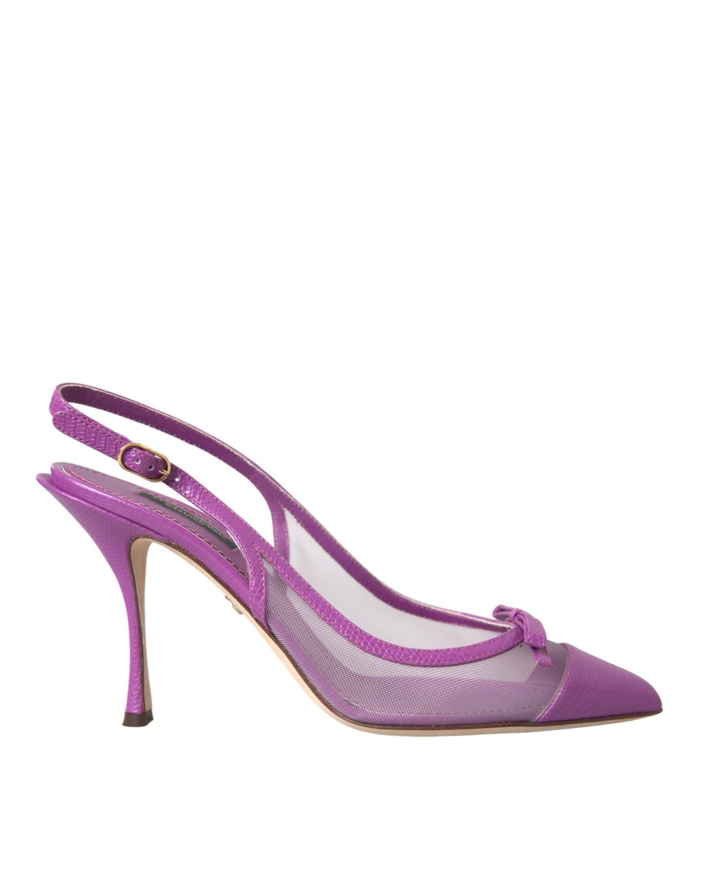 Dolce & Gabbana Purple Leather Mesh High Heels Slingback Shoes Dolce & Gabbana