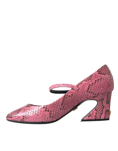 Dolce & Gabbana Pink Python Leather Mary Jane Heels Shoes Dolce & Gabbana