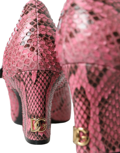 Dolce & Gabbana Pink Python Leather Mary Jane Heels Shoes Dolce & Gabbana