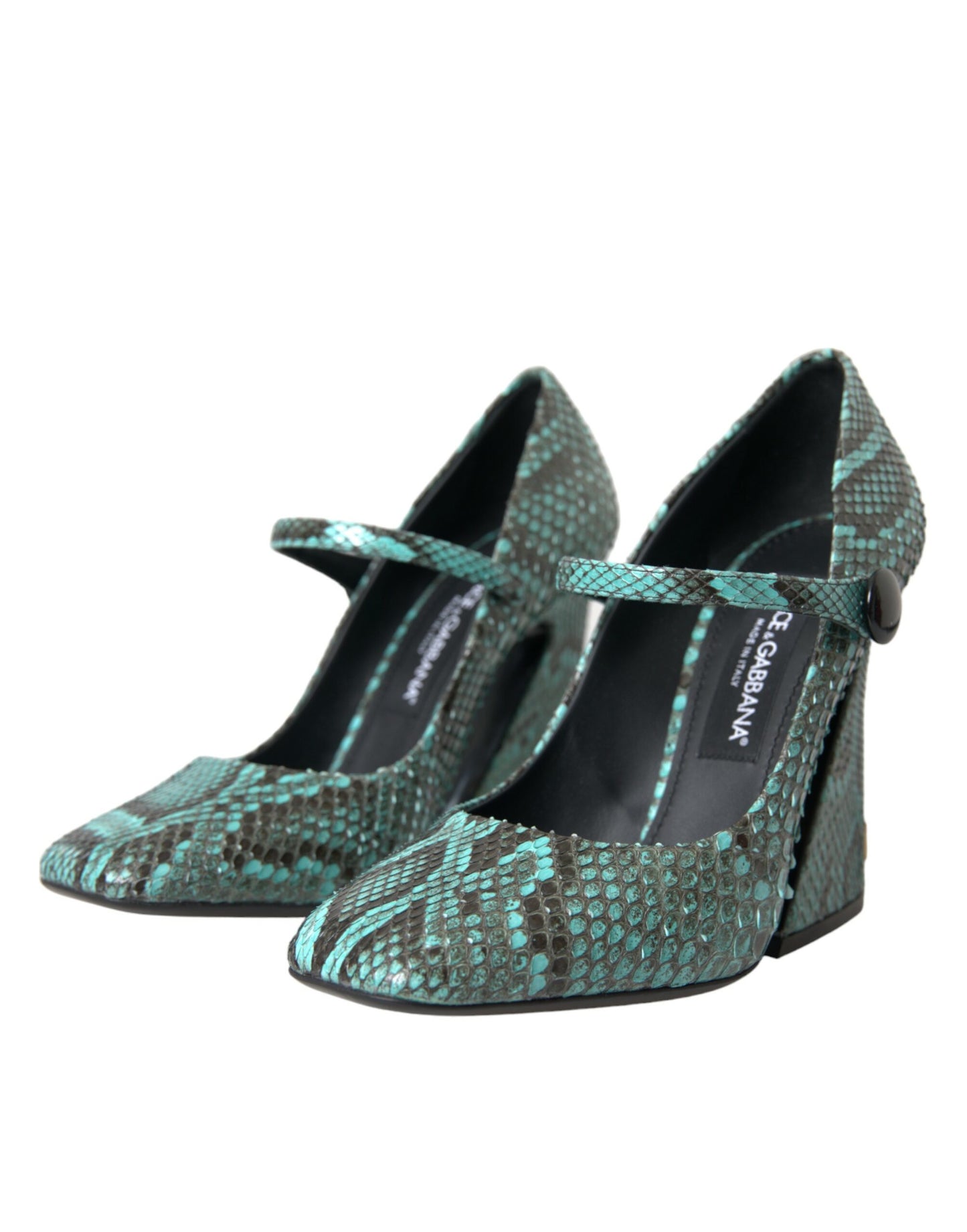 Dolce & Gabbana Aqua Python Leather Mary Jane Pumps Shoes Dolce & Gabbana