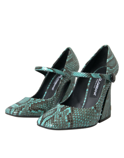 Dolce & Gabbana Aqua Python Leather Mary Jane Pumps Shoes Dolce & Gabbana